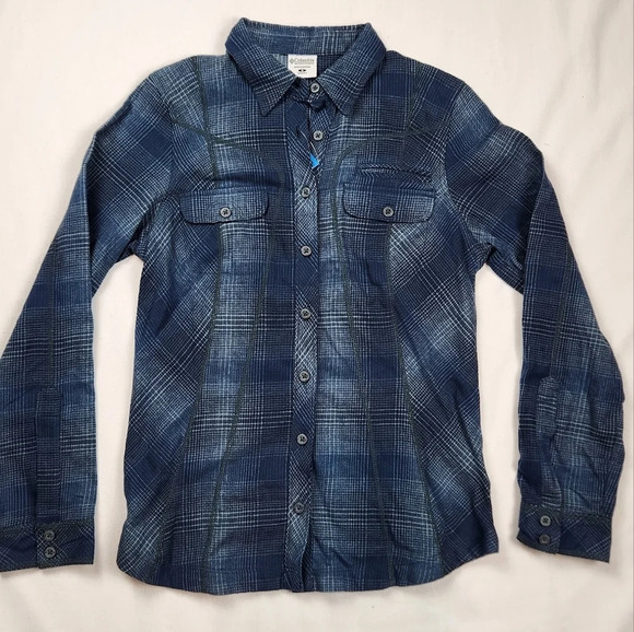 Columbia Blue Flannel Double Pocket Button Down Shirt - Picture 1 of 4